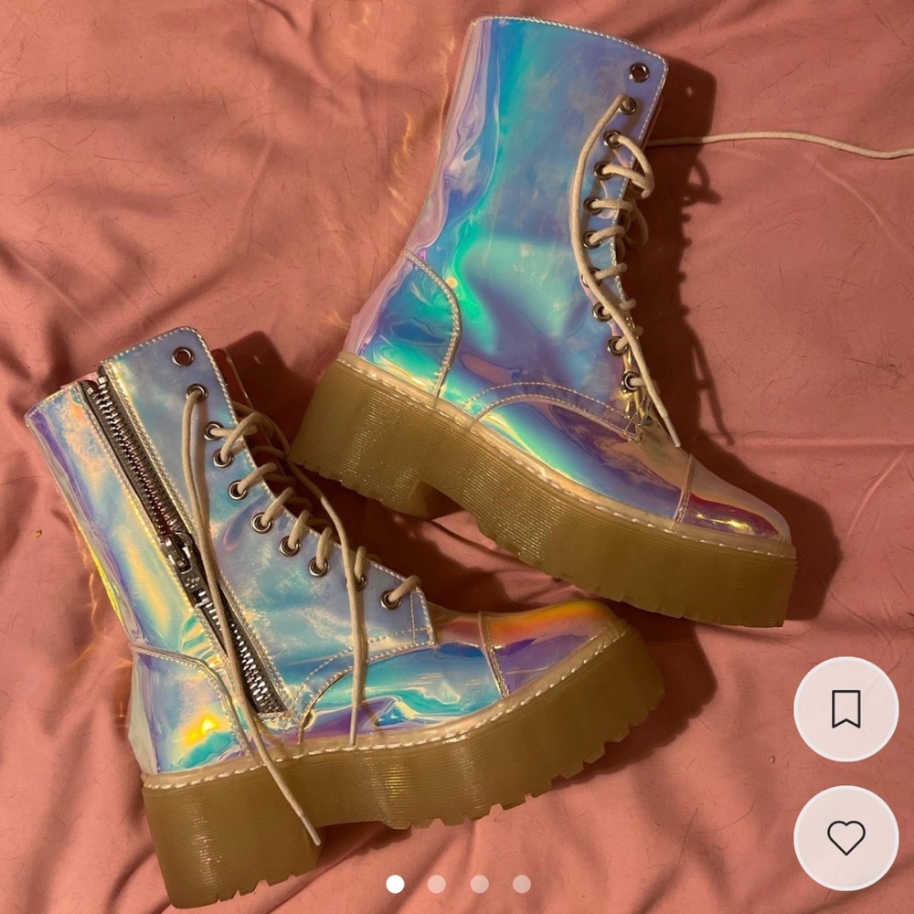 Current Mood Holographic Platform Boots Lace up